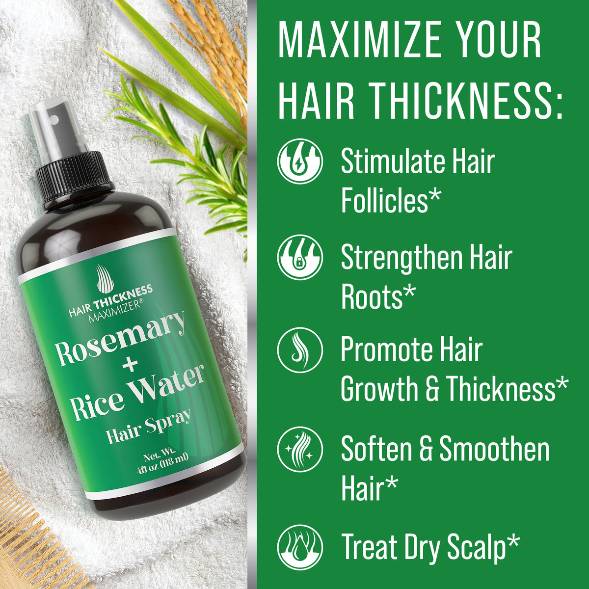 Rosemary + Rice Water Spray Hair Thickness Maximizer
