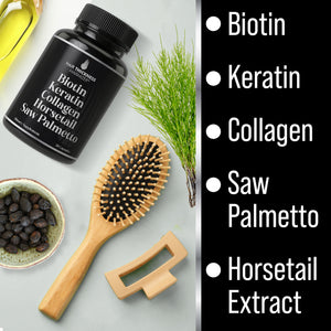 5-In-1 Hair Growth Vitamins With Biotin, Keratin, Collagen, Horsetail & Saw Palmetto