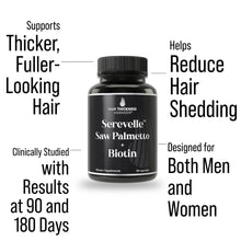 2-in-1 Clinically Studied Serevelle Saw Palmetto + Biotin Hair Growth Supplement. 12.8X Improvement in Total Hair Count in 90 Day Serevelle Study. DHT Blocker, Regrowth Pills for Men & Women